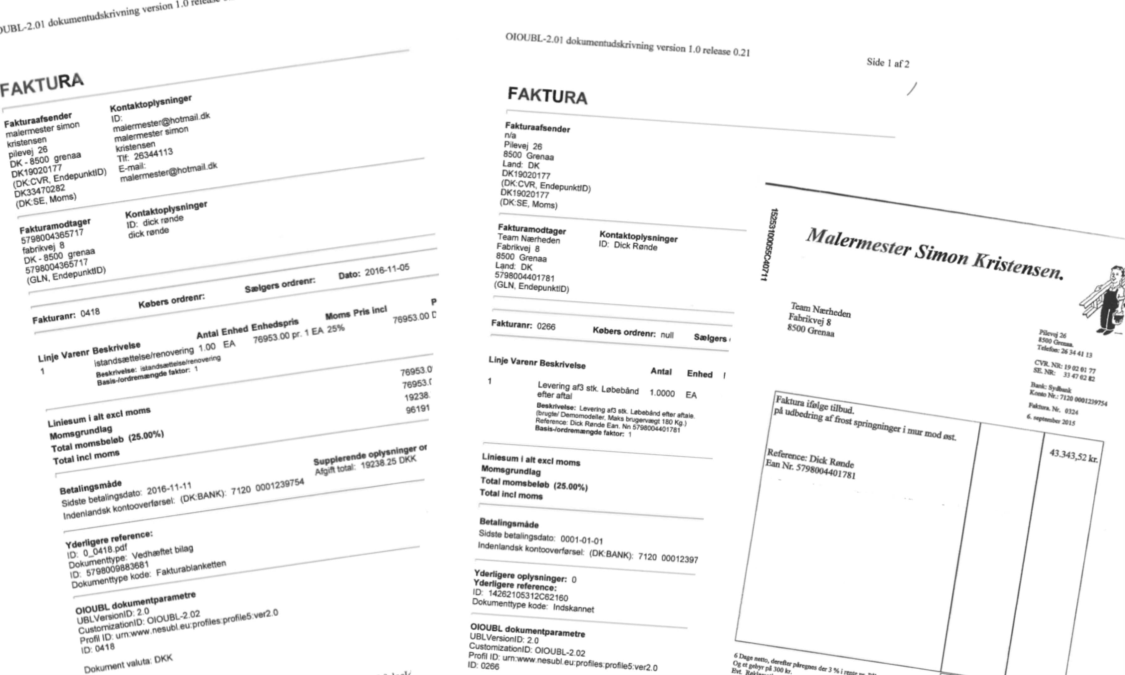 Siden 2014 har Norddjurs Kommune købt varer og ydelser for i alt 1,3 mio. kr. hos den lokale virksomhed Malermester Simon Kristensen. Forinden kommunen begyndte at handle hos malerfirmaet, var den nu fratrådte leder af flere kommunale væresteder Dick Rønde og malermesteren medejere af deres egen private virksomhed. Norddjurs Kommune vurderer selv, at opgaverne burde have været sendt i udbud.