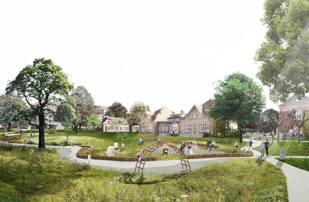 Pladsen foran det tidligere Marselisborg Hospital tæt på centrum af Aarhus er under forvandling i øjeblikket, hvor området bliver til grøn oase og Verdens første SPARK-Park, som forener Sundhed, Park, Aktiviteter, Rehabilitering og Klimatilpasning.