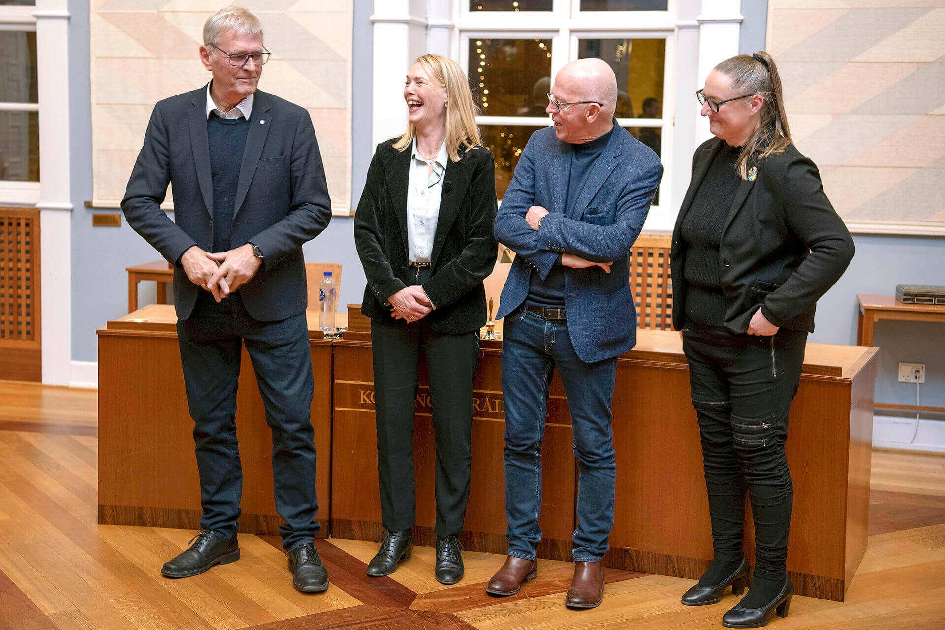 De Radikales spidskandidat Merete Due Paarup (længst til højre) blev tilbudt borgmesterposten, men valgte at takke nej til tilbuddet fra Eva Kjer Hansen (V).